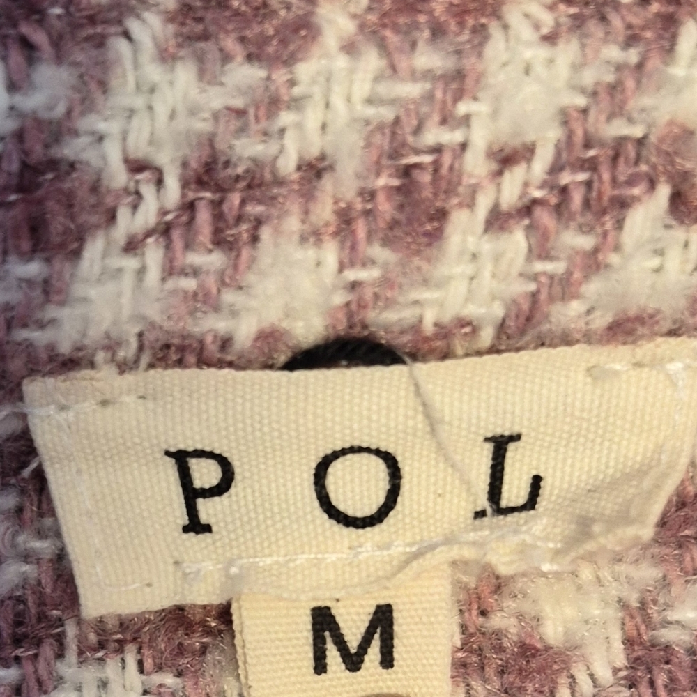 POL Houndstooth Patchwork Shacket Pink Cream Over… - image 12